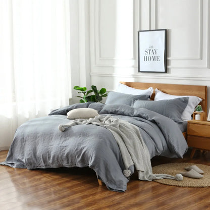 Pure French Linen Duvet Cover Set - 100% Linen,  3-Piece