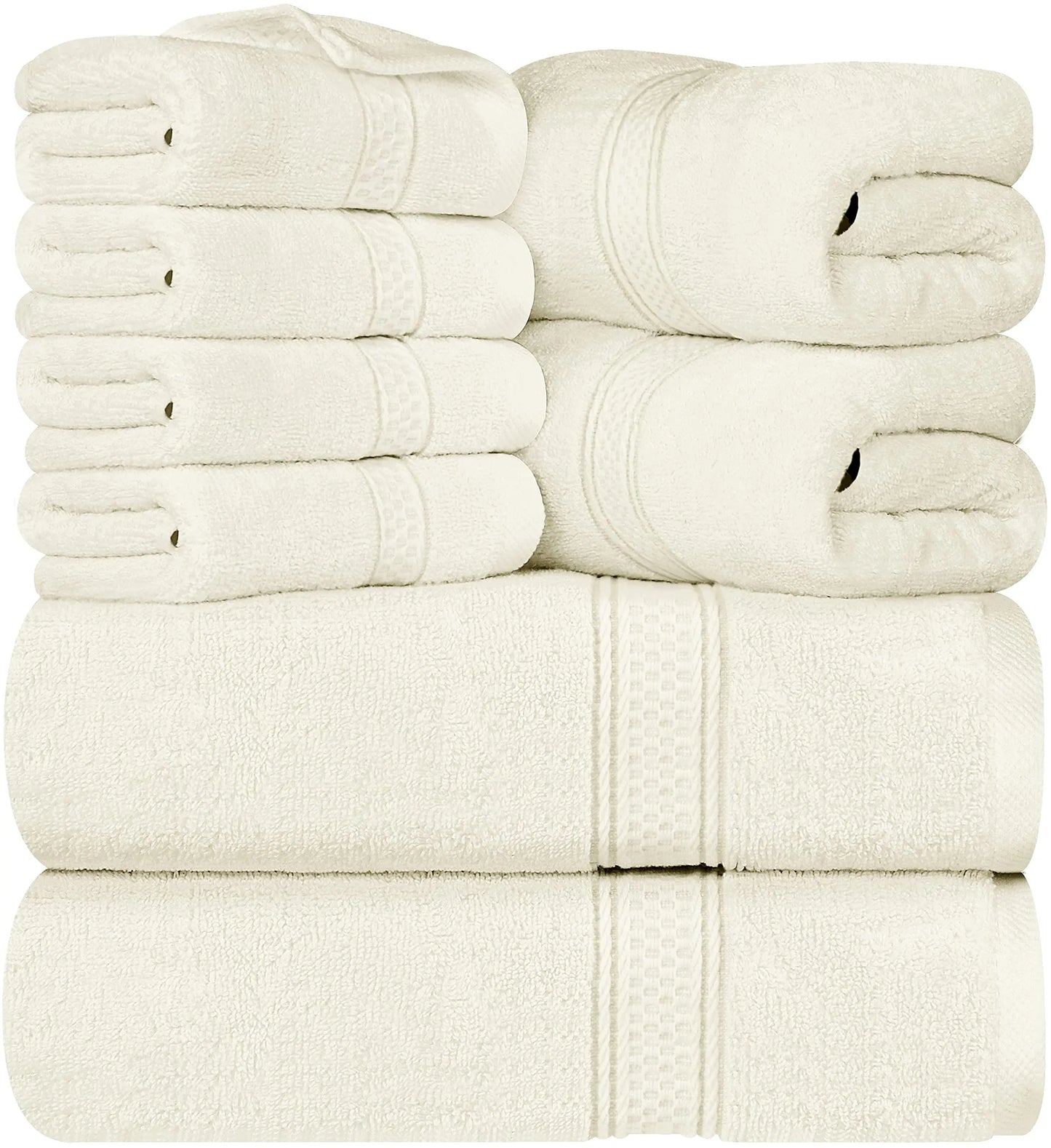 Luxury 8-Piece 100% Cotton Terry Bath Towel Set - Soft, Durable, and Absorbent