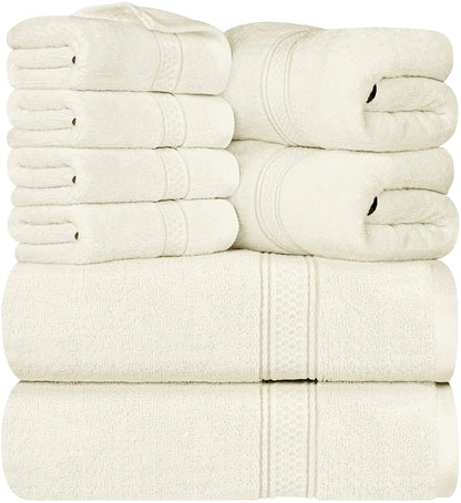 Luxury 8-Piece 100% Cotton Terry Bath Towel Set - Soft, Durable, and Absorbent