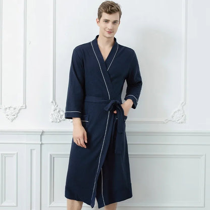 Unisex Lightweight Waffle Spa Robe – Quick-Dry, Breathable Bathrobe for All Seasons