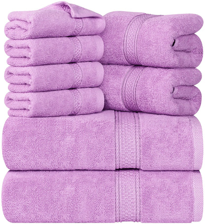 Luxury 8-Piece 100% Cotton Terry Bath Towel Set - Soft, Durable, and Absorbent