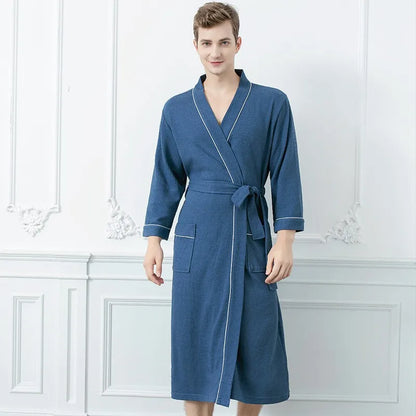 Unisex Lightweight Waffle Spa Robe – Quick-Dry, Breathable Bathrobe for All Seasons