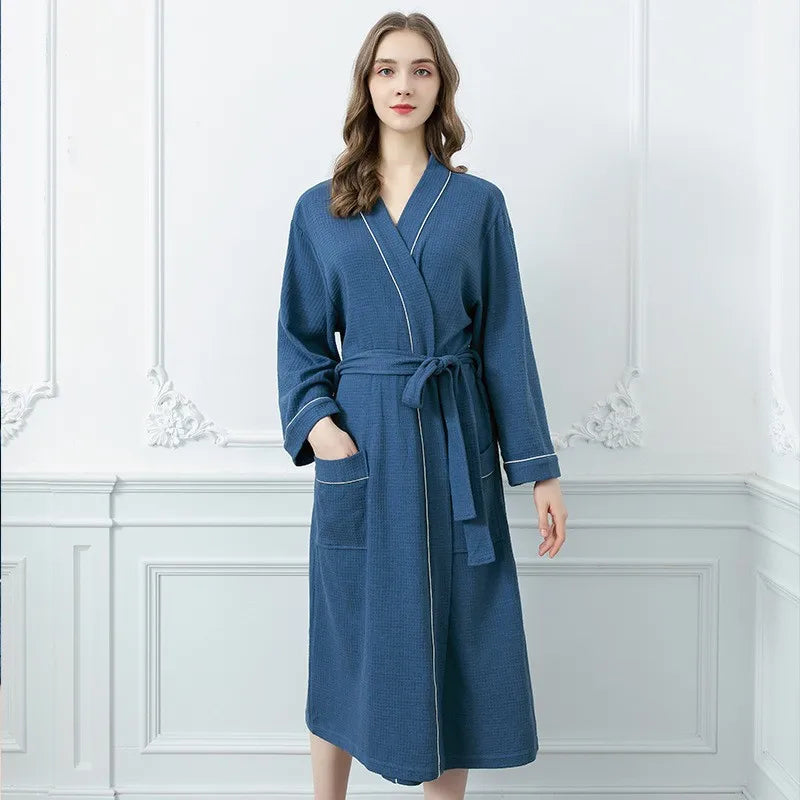 Unisex Lightweight Waffle Spa Robe – Quick-Dry, Breathable Bathrobe for All Seasons