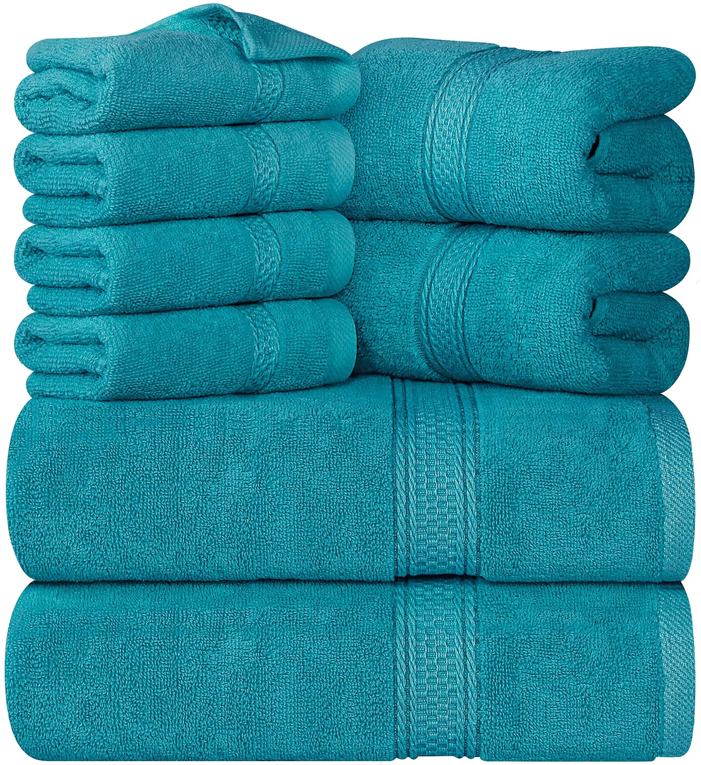 Luxury 8-Piece 100% Cotton Terry Bath Towel Set - Soft, Durable, and Absorbent