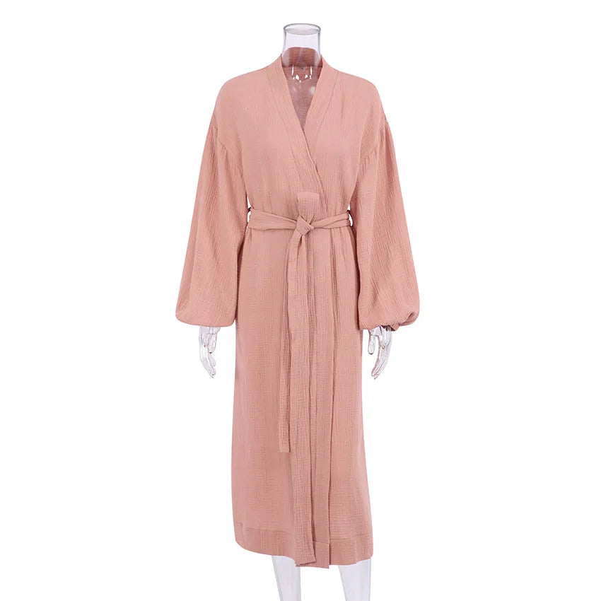 Women's 100% Cotton Sleepwear Robe – Lightweight, Breathable, and Stylish Home Wear