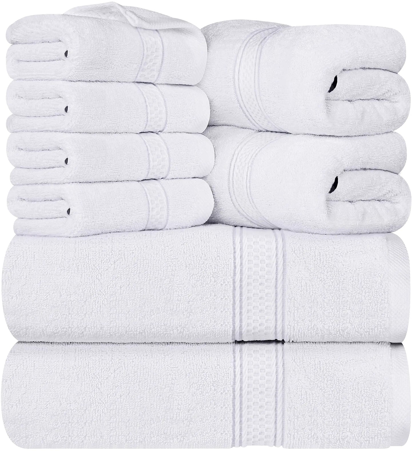 Luxury 8-Piece 100% Cotton Terry Bath Towel Set - Soft, Durable, and Absorbent