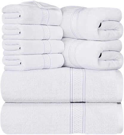 Luxury 8-Piece 100% Cotton Terry Bath Towel Set - Soft, Durable, and Absorbent