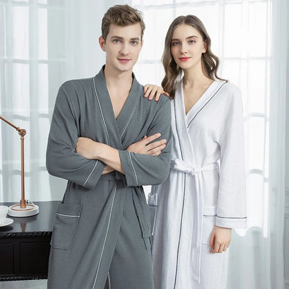 Unisex Lightweight Waffle Spa Robe – Quick-Dry, Breathable Bathrobe for All Seasons