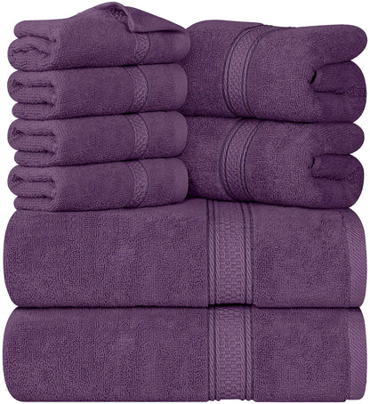 Luxury 8-Piece 100% Cotton Terry Bath Towel Set - Soft, Durable, and Absorbent