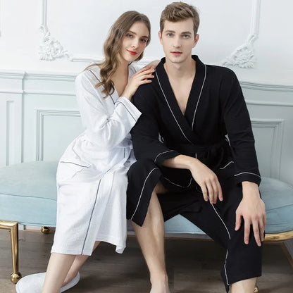 Unisex Lightweight Waffle Spa Robe – Quick-Dry, Breathable Bathrobe for All Seasons