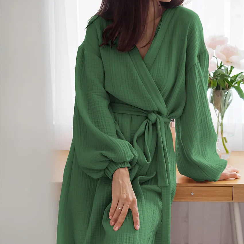 Women's 100% Cotton Sleepwear Robe – Lightweight, Breathable, and Stylish Home Wear