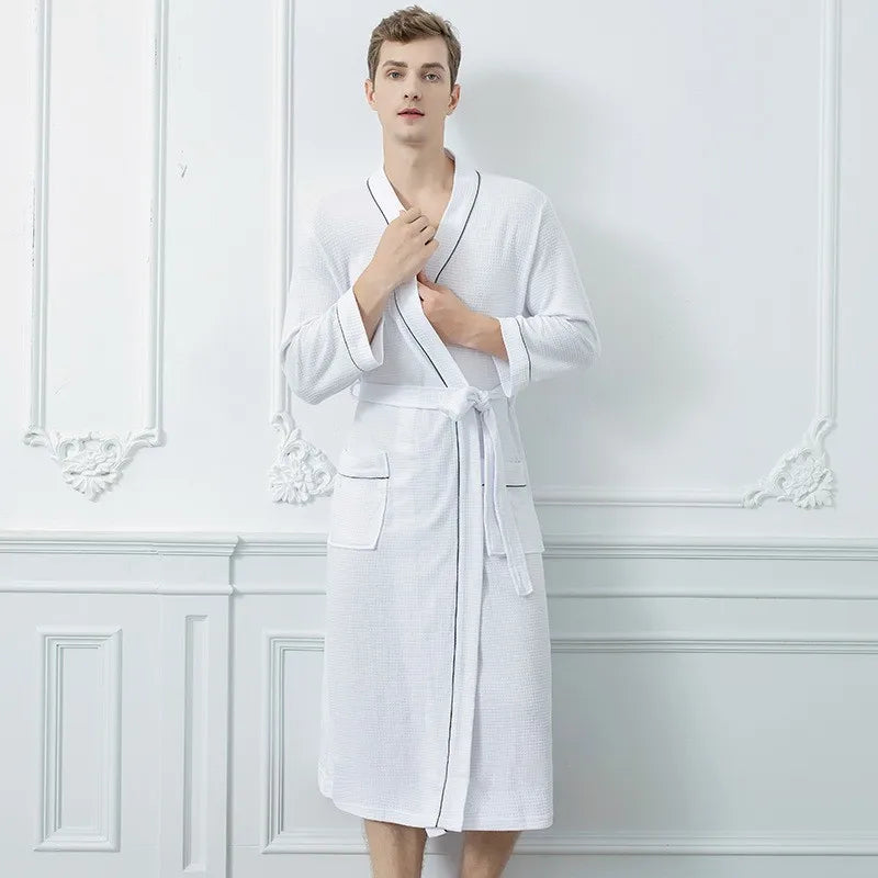 Unisex Lightweight Waffle Spa Robe – Quick-Dry, Breathable Bathrobe for All Seasons