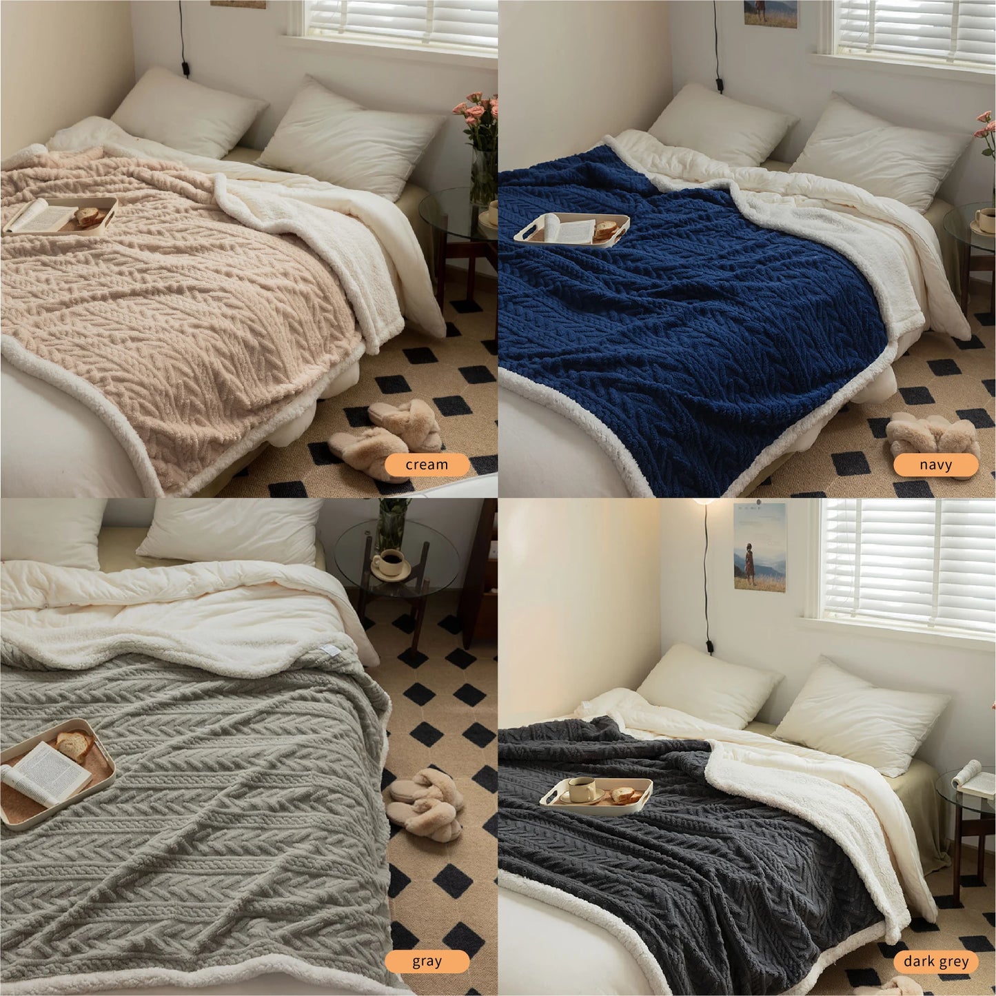 Flannel Fleece Luxury Sherpa Blanket