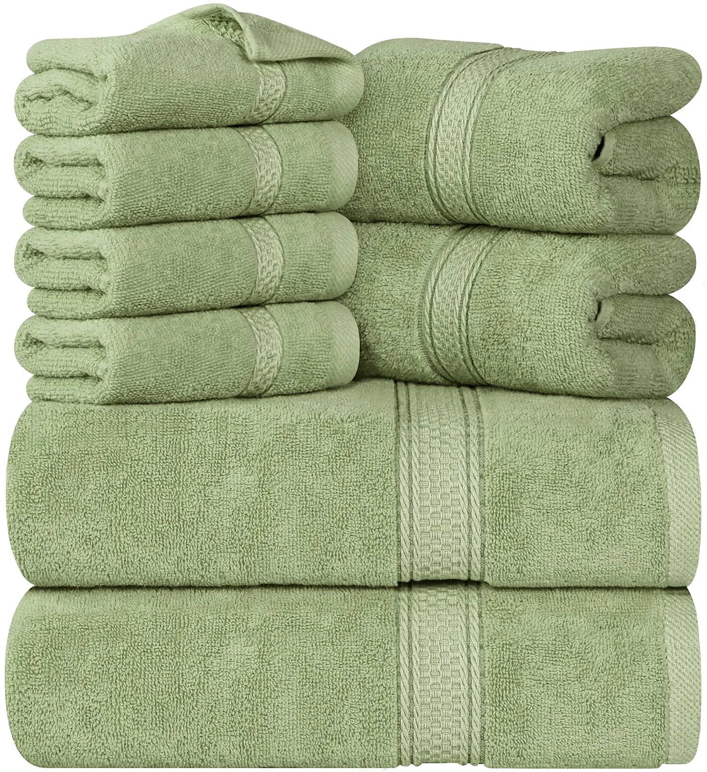 Luxury 8-Piece 100% Cotton Terry Bath Towel Set - Soft, Durable, and Absorbent