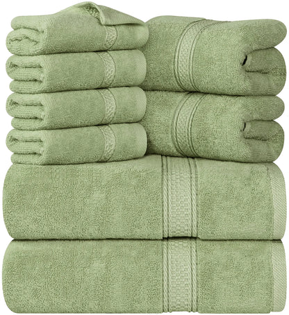 Luxury 8-Piece 100% Cotton Terry Bath Towel Set - Soft, Durable, and Absorbent