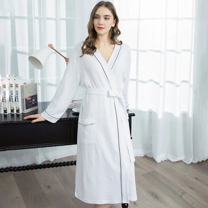 Unisex Lightweight Waffle Spa Robe – Quick-Dry, Breathable Bathrobe for All Seasons