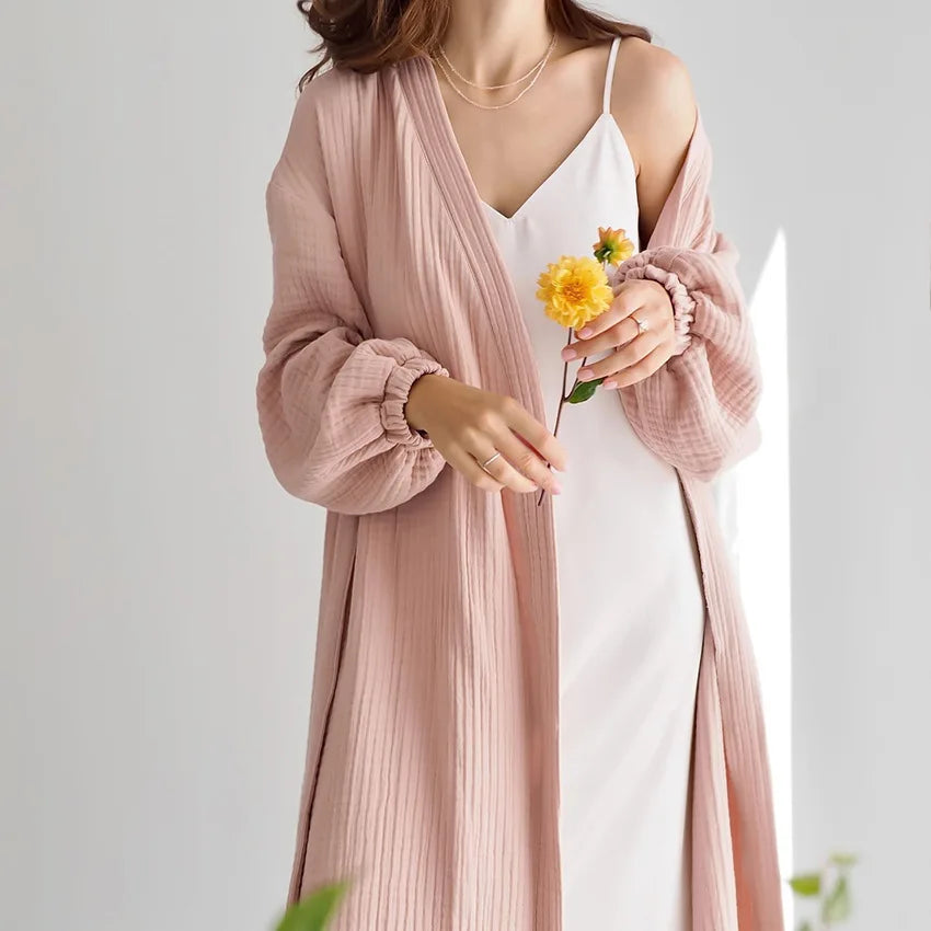 Women's 100% Cotton Sleepwear Robe – Lightweight, Breathable, and Stylish Home Wear