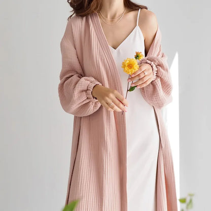 Women's 100% Cotton Sleepwear Robe – Lightweight, Breathable, and Stylish Home Wear