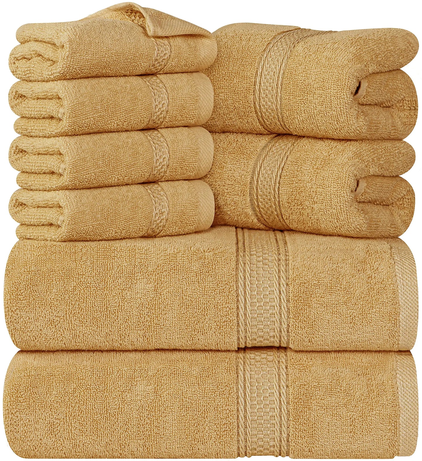 Luxury 8-Piece 100% Cotton Terry Bath Towel Set - Soft, Durable, and Absorbent