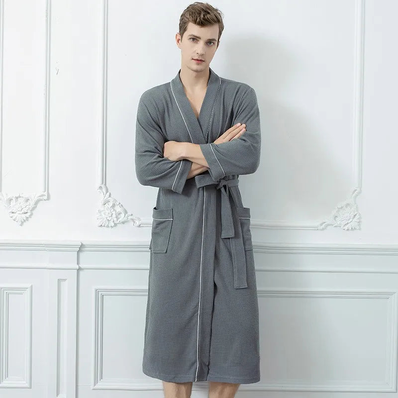 Unisex Lightweight Waffle Spa Robe – Quick-Dry, Breathable Bathrobe for All Seasons