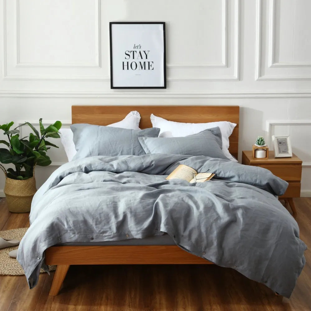 Pure French Linen Duvet Cover Set - 100% Linen,  3-Piece