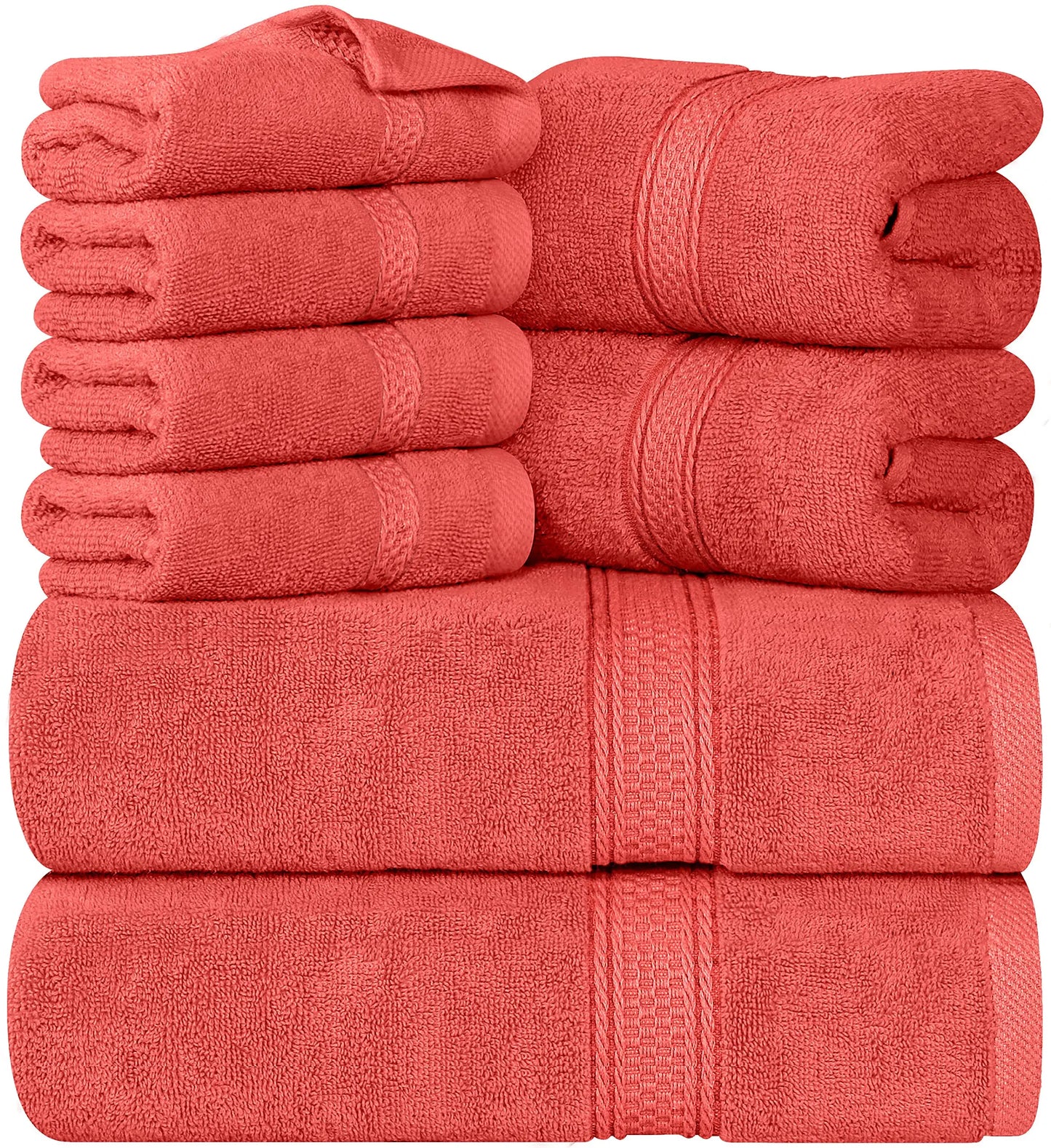 Luxury 8-Piece 100% Cotton Terry Bath Towel Set - Soft, Durable, and Absorbent