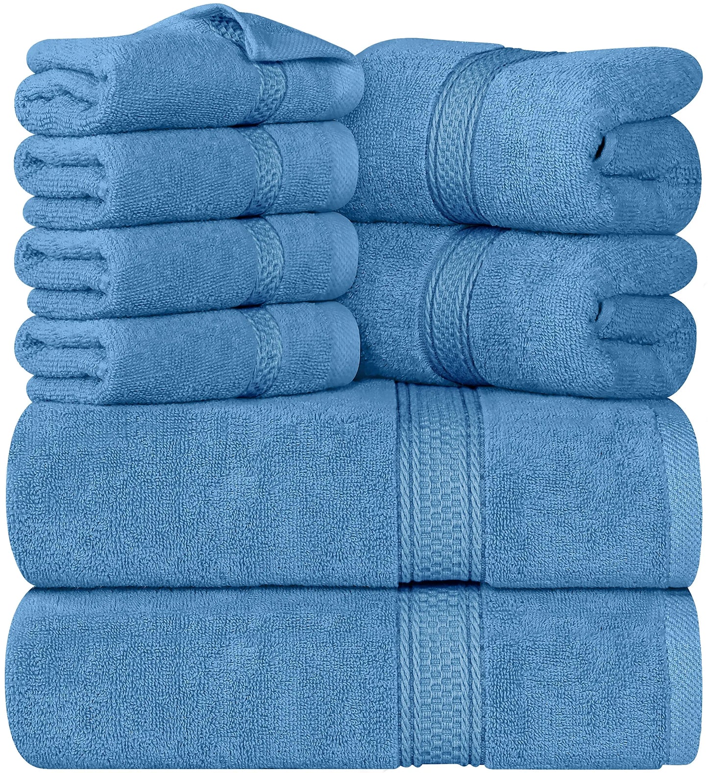 Luxury 8-Piece 100% Cotton Terry Bath Towel Set - Soft, Durable, and Absorbent