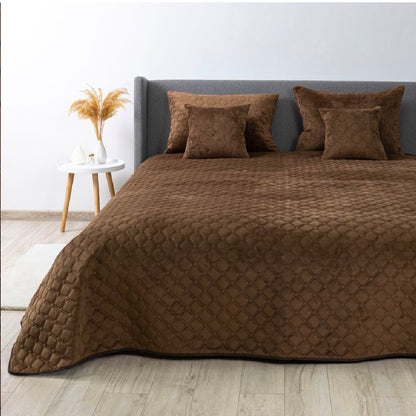 Luxurious Velour Bedspread  Brown