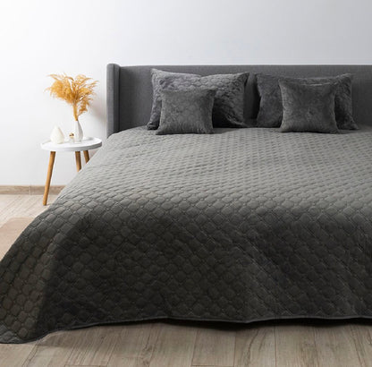 Luxurious Velour Bedspread  Grey