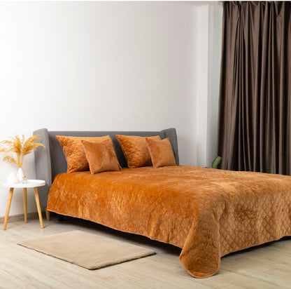 Luxurious Velour Bedspread  Coffe