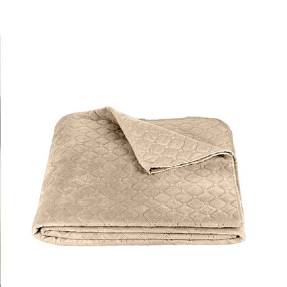 Luxurious Velour Bedspread  Golden Beige