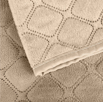 Luxurious Velour Bedspread  Golden Beige