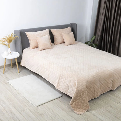 Luxurious Velour Bedspread  Peach