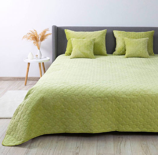 Luxurious Velour Bedspread  Lime